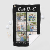 最高のパパ!フォトコラージュ黒 ゴルフタオル (インサイチュ)