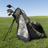 最高のパパ!フォトコラージュ黒 ゴルフタオル (グリーン)