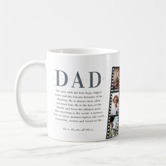 最高のパパ |モダンフォトフィルムストリップのコラージュ コーヒーマグカップ (左)