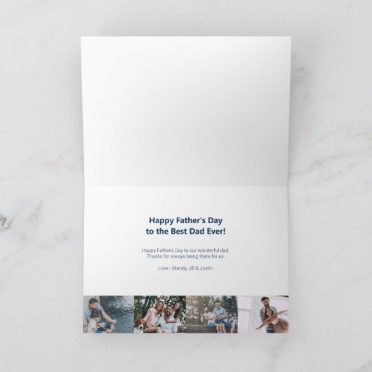 最高のパパ |写真カスタム4家族コラージュ カード (内部)