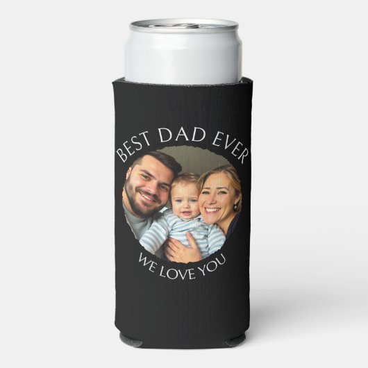 最高のパパ | 写真テンプレートパーソナライズされた スリム缶クーラー (Seltzer裏面)