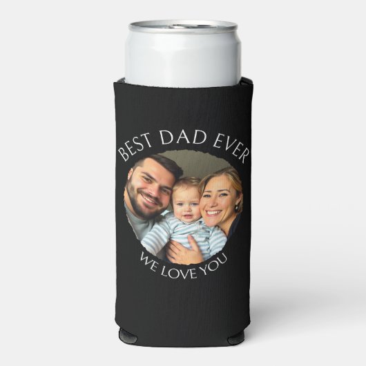 最高のパパ | 写真テンプレートパーソナライズされた スリム缶クーラー (Seltzer正面)