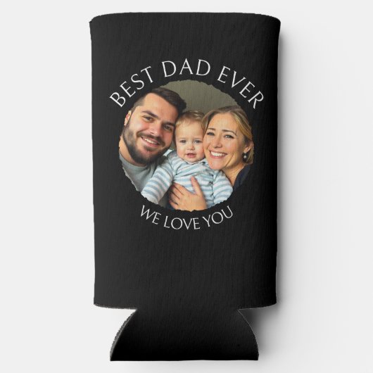 最高のパパ | 写真テンプレートパーソナライズされた スリム缶クーラー (裏面)