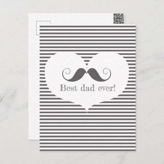 最高のパパ!口ひげストライプと灰色の – 父の日 ポストカード (正面/裏面)