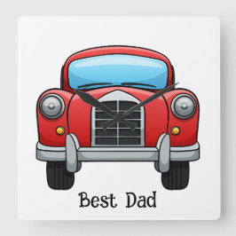 最高のパパ。完全にカスタマイズ可能 スクエア壁時計