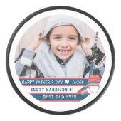 最高のパパ |手で書いた写真 アイスホッケーパック (正面)