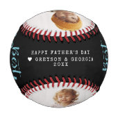 最高のパパ ｜手書きの2枚の写真のコラージュ 野球ボール (裏面)