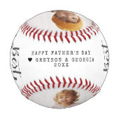 最高のパパ |手書き入力2枚の写真コラージュ 野球ボール (裏面)