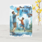 最高のパパ 父の日のバスケットボール カード (黄色い花)