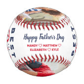 最高のパパ |父の日の写真&モノグラム 野球ボール (裏面)