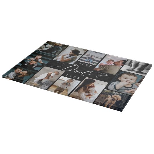 最高のパパ | 父の日12写真コラージュ カッティングボード (角)