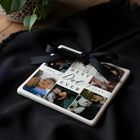 最高のパパ |父の日6写真コラージュ セラミックオーナメント