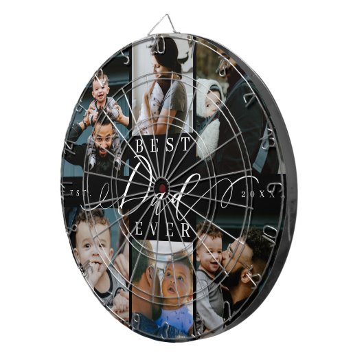 最高のパパ |父の日6写真コラージュ ダーツボード (正面右)