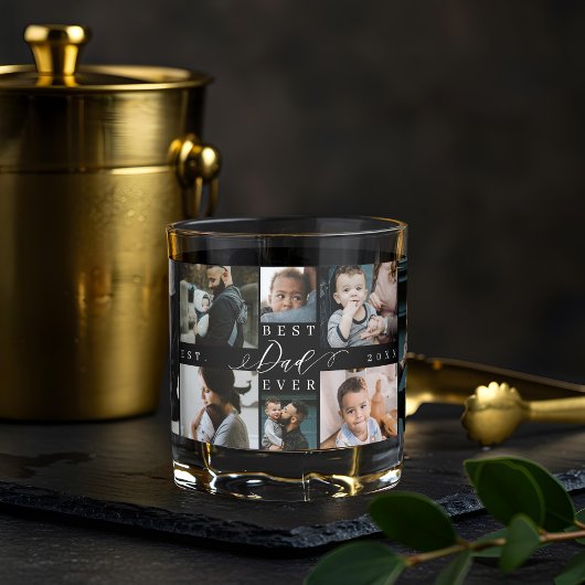 最高のパパ |父の日8写真コラージュ ウイスキーグラス