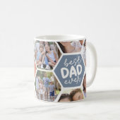 最高のパパ |青い六角形の写真 コーヒーマグカップ (正面右)