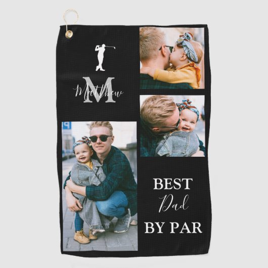 最高のパパ | 3フォトゴパーソナライズされたルフタオル ゴルフタオル (正面)