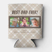 最高のパパ | 3枚の写真のプレイド 缶クーラー (正面)