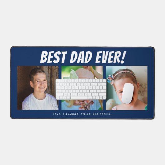 最高のパパ | 3枚の写真 デスクマット (キーボード&マウス)
