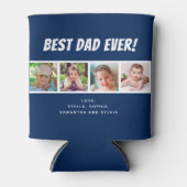 最高のパパ | 4枚の写真ダークブルークーラーボックス 缶クーラー (正面)