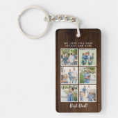 最高のパパ!6枚の写真カスタムのメッセージ素朴ウッド キーホルダー (正面)