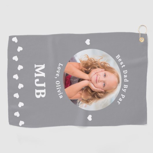 最高のパパBY Parフォトゴルファーパーソナライズされたグレイ ゴルフタオル