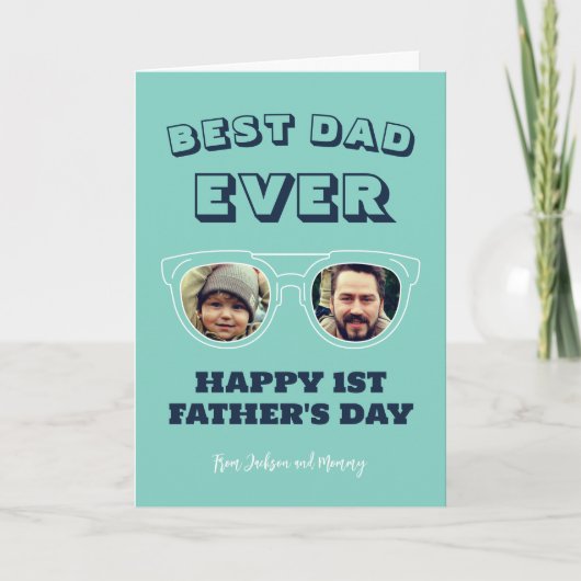 最高のパパEverカスタム Photo First Father's Day Card サンキューカード (正面)