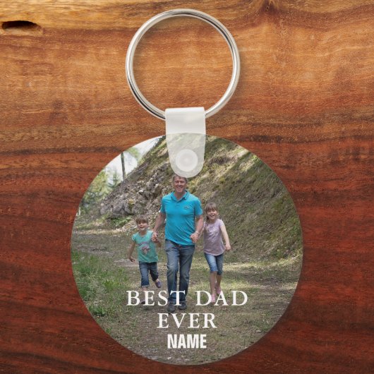 最高のパパEverパーソナライズされた Button Keychain キーホルダー (正面)