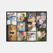 最高のパパEVERフォトコラージュミニマルブラック フリースブランケット (正面(横))