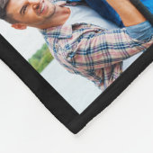 最高のパパEVERフォトコラージュミニマルブラック フリースブランケット (角)