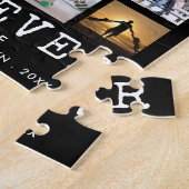 最高のパパEVERフォトコラージュ名黒 ジグソーパズル (側面)