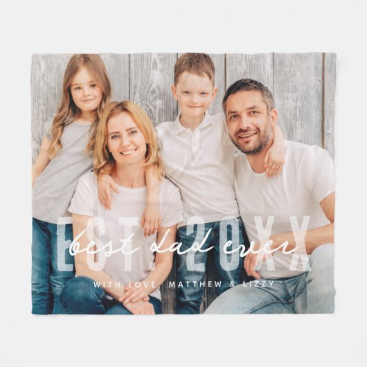 最高のパパEverモダン Athletic Photo Father's Day フリースブランケット (正面(横))