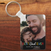 最高のパパEver写真 キーホルダー (正面)