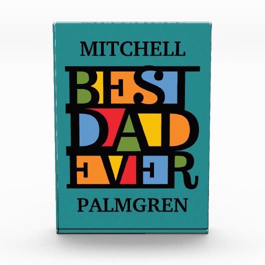 最高のパパEVER名前をカスタムするブロック賞 フォトブロック (正面)