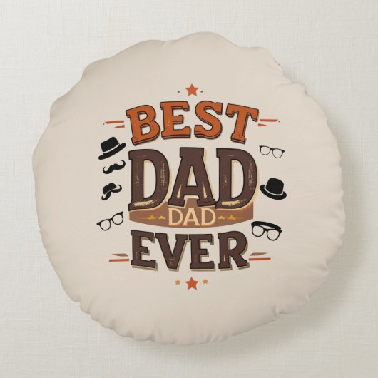 最高のパパEver装飾用クッション- 16インチラウンドギフトアイディア ラウンドクッション (裏面)