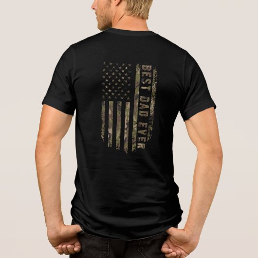 最高のパパEver – アメリカ国旗Tシャツ トライブレンドTシャツ (裏面)