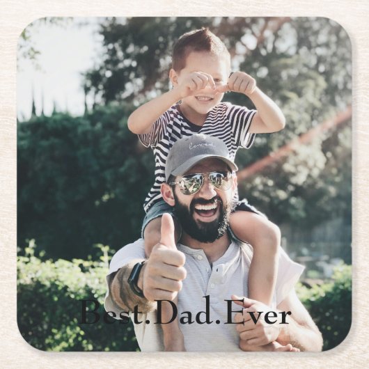 最高のパパEver パーソナライズされた Photo Father's Day スクエアペーパーコースター (正面)