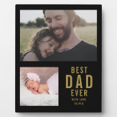 最高のパパEver 2フォトコラージブラックアンド金ゴールド フォトプラーク (正面)