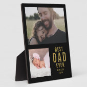 最高のパパEver 2フォトコラージブラックアンド金ゴールド フォトプラーク (側面)