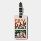 最高のパパEver 2写真とGroovyレトロタイポグラフィ ラゲッジタグ (正面縦)