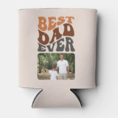 最高のパパEver 2写真とGroovyレトロタイポグラフィ 缶クーラー (正面)