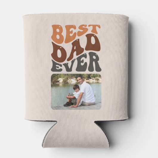 最高のパパEver 2写真とGroovyレトロタイポグラフィ 缶クーラー (裏面)