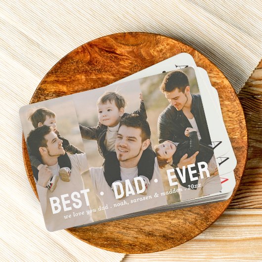 最高のパパEver 3フォトコラージュカスタム トランプ