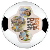最高のパパEver 3ラウンド写真とレトロタイポグラフィ サッカーボール (回転)