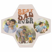 最高のパパEver 3ラウンド写真とレトロタイポグラフィ サッカーボール (フラット)