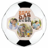 最高のパパEver 3ラウンド写真とレトロタイポグラフィ サッカーボール (正面)
