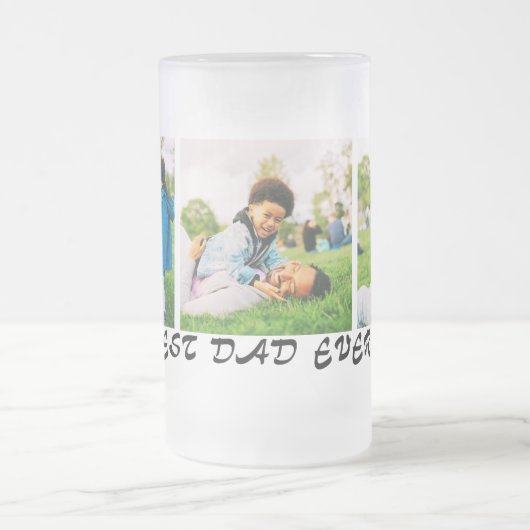 最高のパパEver 3 Photo Collage Family Keepsake Gift フロストグラスビールジョッキ (中央)