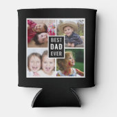 最高のパパEver 4フォトコラージュパーソナライズされたブラック 缶クーラー (正面)