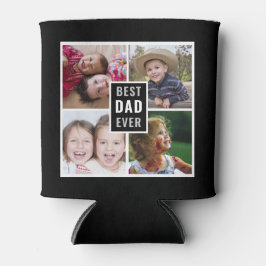最高のパパEver 4フォトコラージュパーソナライズされたブラック 缶クーラー