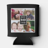 最高のパパEver 4フォトコラージュパーソナライズされたブラック 缶クーラー (裏面)