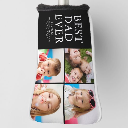 最高のパパEVER 4フォトコラージュパーソナライズされた ゴルフヘッドカバー (回転90)